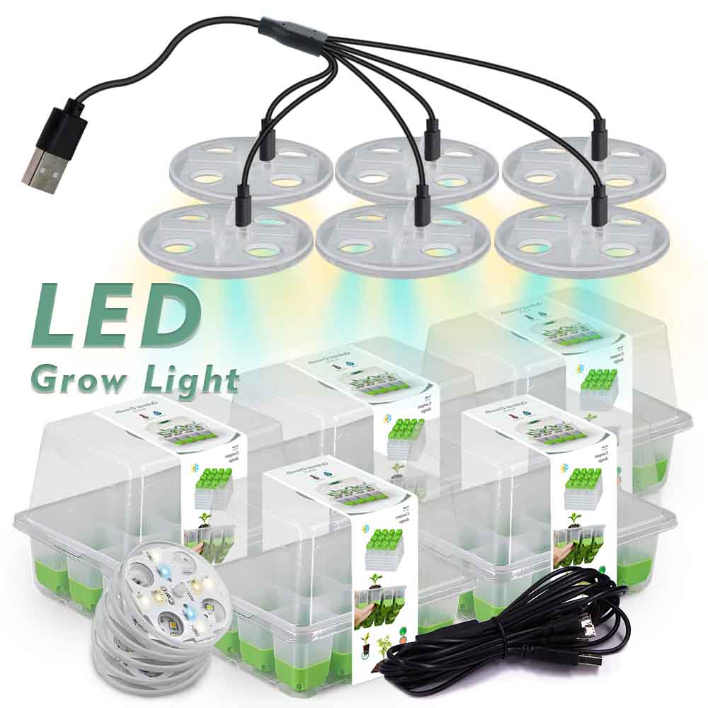 Led Assortment Kit - LED 成長ライト苗スタータートレイキット透明カバー付き屋内庭温室花植物苗床発芽ボックス
