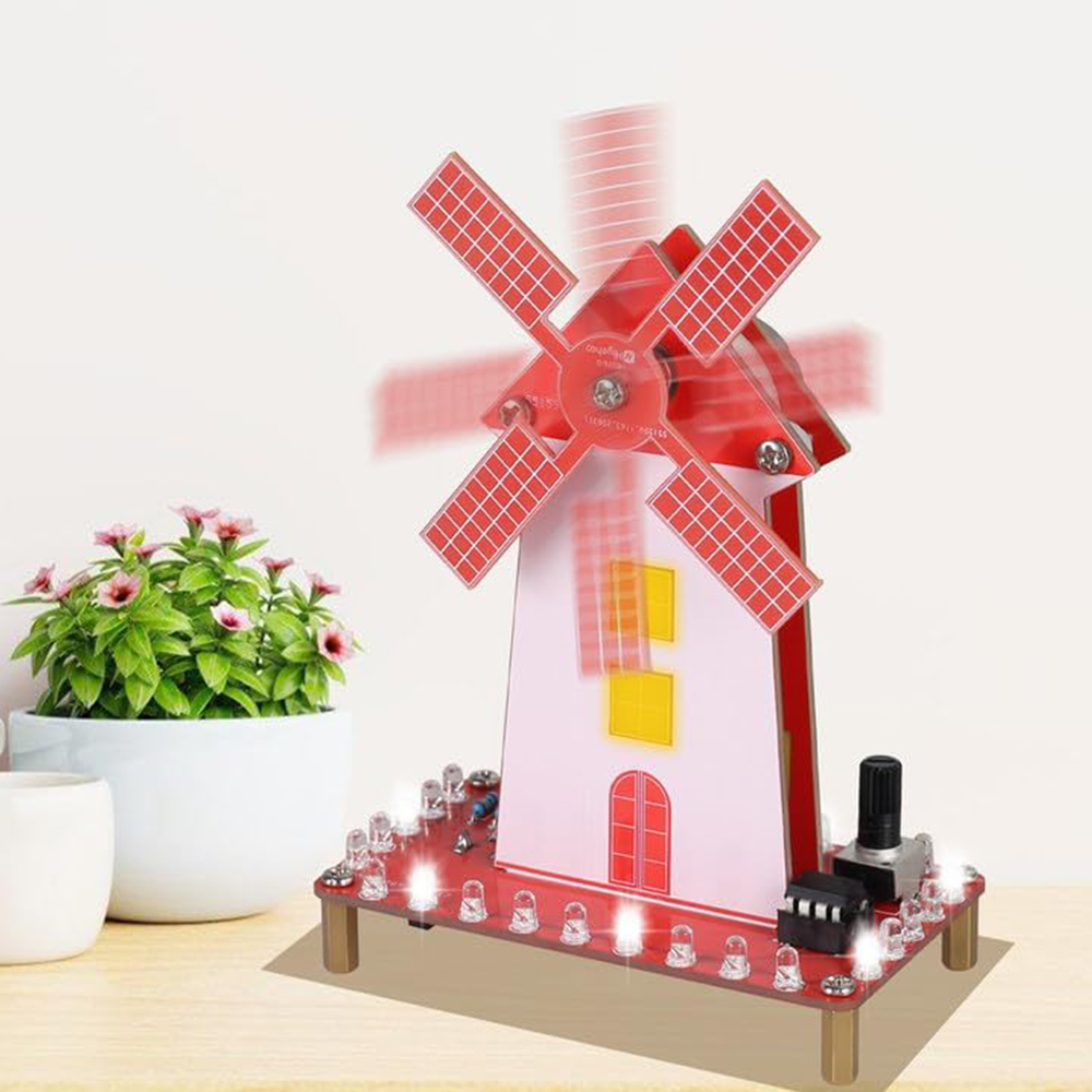 Diy Electronics Projects For Beginners - DIY 電子風車キット LED 点滅ライト付きはんだ付け練習プロジェクト 初心者向け回転速度調整 STEM