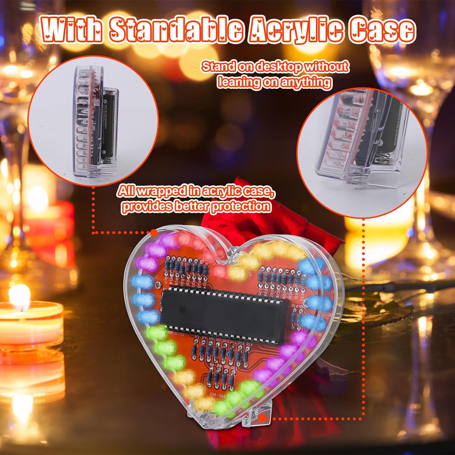 DIY電子キットハート型LEDライト、RGB点滅モジュール、 - Diy Electronics Projects For Students のレビューと価格