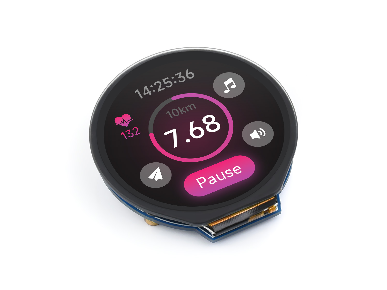 Waveshare 1.28 インチラウンド LCD ディス - I2C Lcd Display のレビューと価格