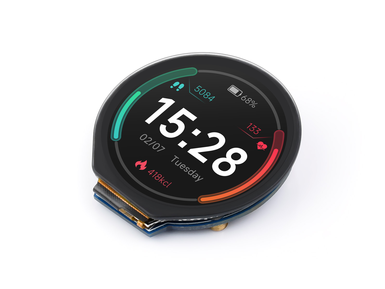 Waveshare 1.28 インチラウンド LCD ディス - I2C Lcd Display のレビューと価格