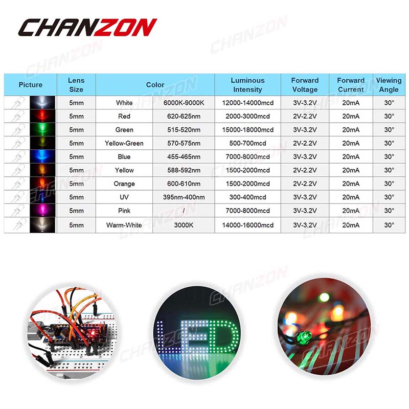 100 個 5 ミリメートル LED ダイオードキット発光ウ - Hobby Diy Electronics Kit のレビューと価格