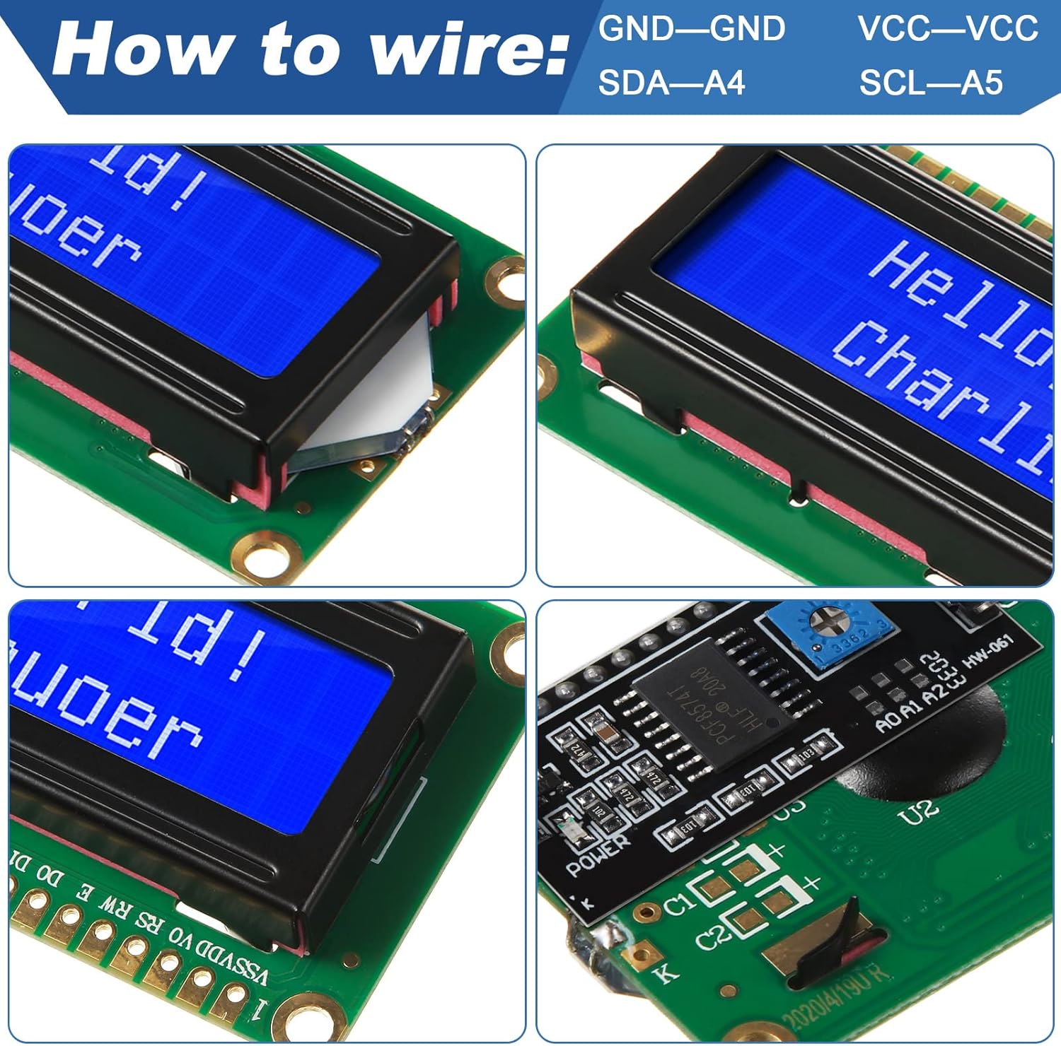 1セット 1602 LCD 20*4 ブルースクリーン I2 - I2C Lcd Display のレビューと価格