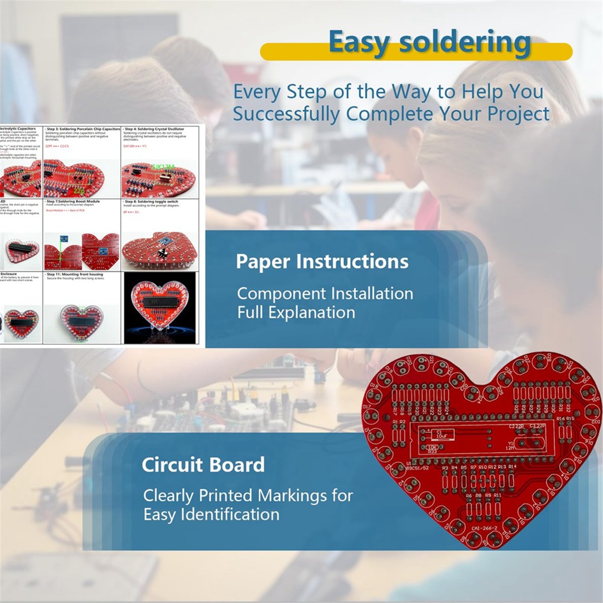 DT262/はんだ付け練習キット、ハート型LEDライトはんだ - Diy Electronics Projects For Beginners のレビューと価格
